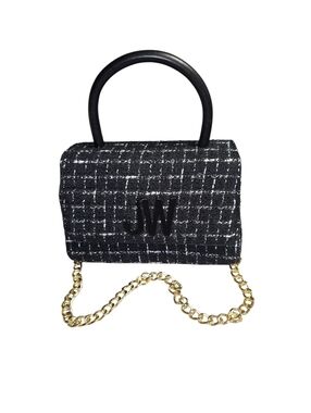 Jason Wu Black Tweed Top-Handle Bag with Gold Chain Strap